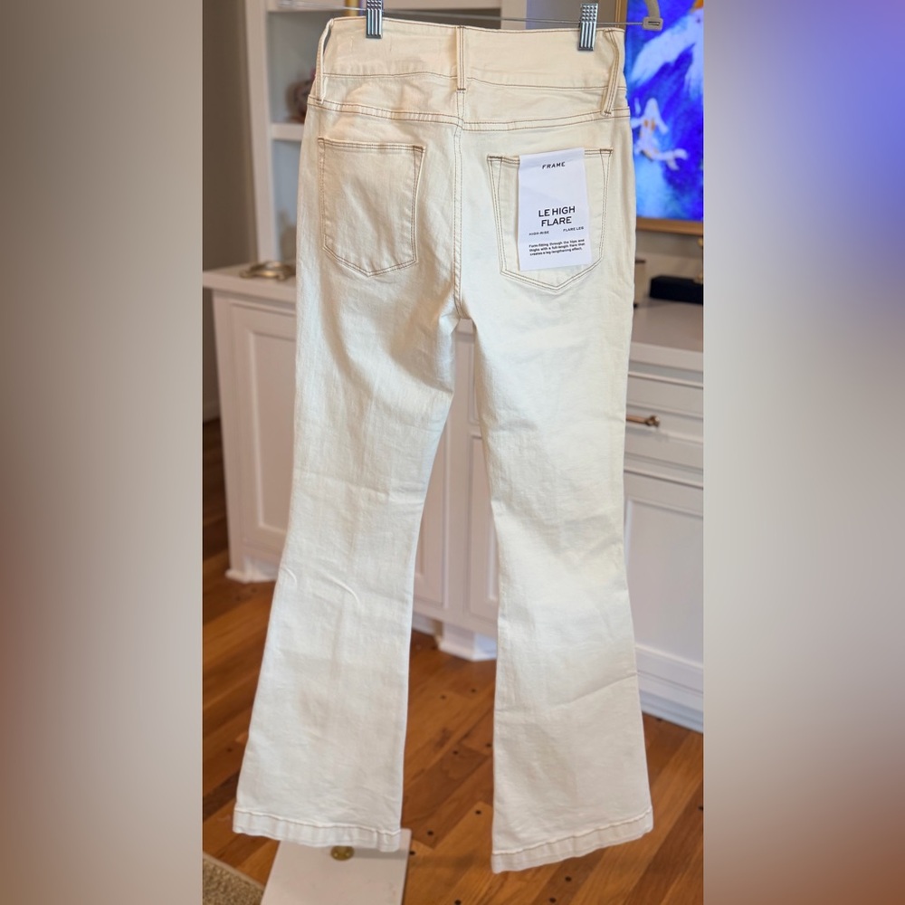 Frame Le High Flare Jeans in Cream - Picture 1 of 14